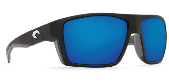 Costa Bloke Matte Black, Blue Mirror 580G Sunglasses, Glass
