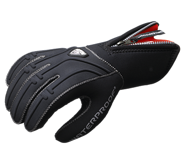 Waterproof G1 5 Finger Semidry 5mm Gloves with Polyurethane Embossed Section Provides a Non-Slip Grip