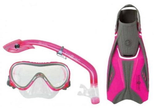 Aqua Lung Sport Coral LX Jr Mask, Dry LX Jr Snorkel, Tail Jr Fins Set