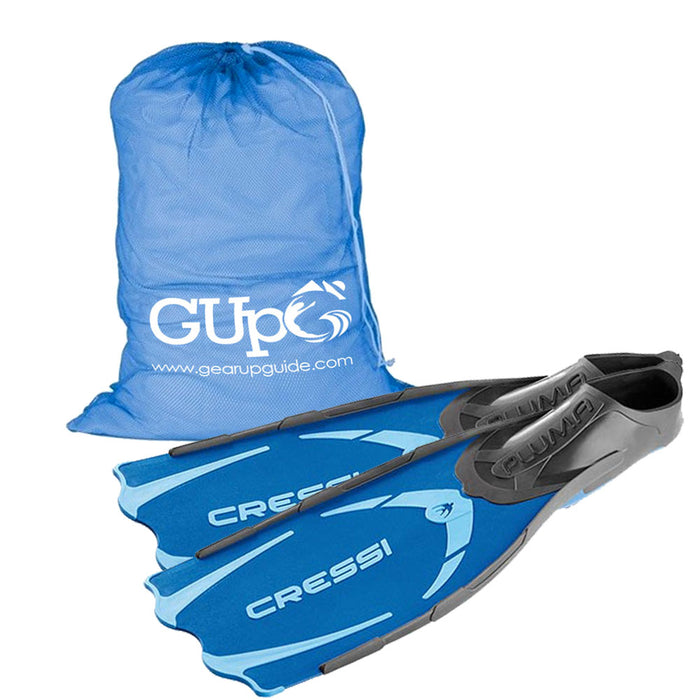 Cressi Pluma Full Foot Snorkel Fin with GupG Mesh Bag