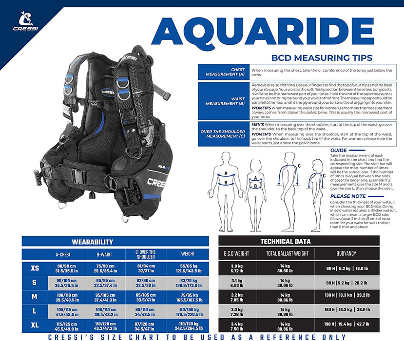 Cressi Aquaride Pro Scuba BCD Weight Integrated Dive Buoyancy Compensator