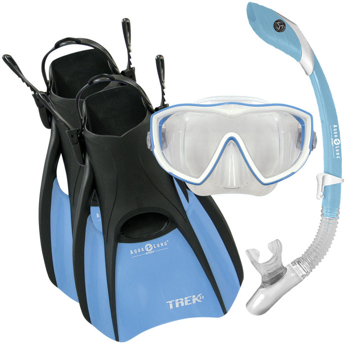 Aqua Lung Diva 1 LX Mask, Island Dry LX Snorkel, and Trek Fins Set