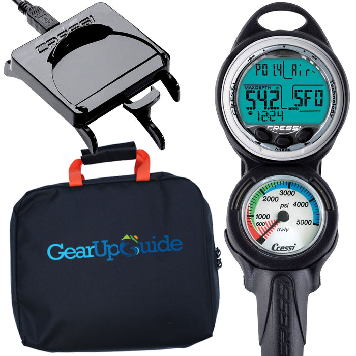 Cressi Giotto Dive Computer, Scuba Diving Instrument w/ Download Cable and Watch Stand or GupG Reg Bag