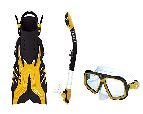 Body Glove Rapeedo Mask, Snorkel & Fin Set, Yellow, S/M