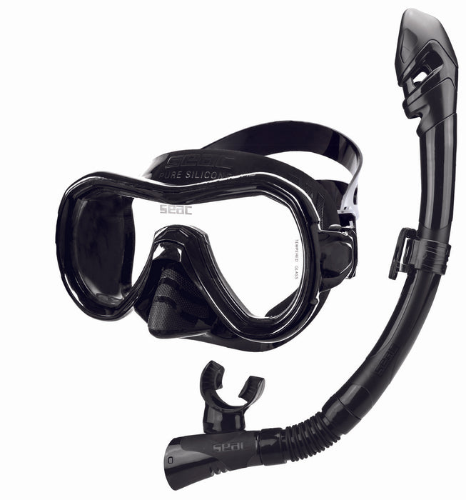 SEAC Giglio Premium Dry Junior Kids Scuba Diving Swimming Snorkeling 100% Pure Silicone Mask Snorkel Set