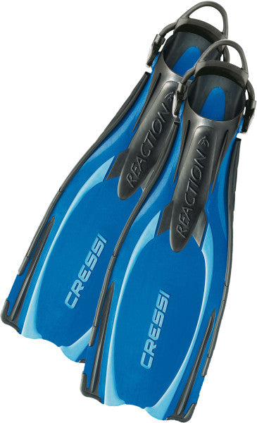 Cressi Air Mask Scuba Gear Package w/ Reaction EBS Fins, Alpha Ultra Dry Snorkel & GupG Mesh Bag