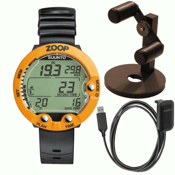 SUUNTO Zoop Wrist Dive Computer Scuba Diving Instrumentw/ Download Cable & Free Watch Stand